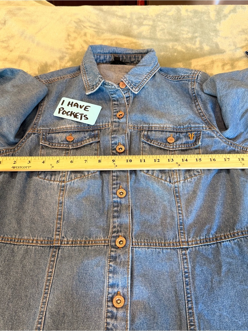 Frye Denim Shirt Dress Women’s Medium Blue Button Front Long Sleeve NWOT - Picture 7 of 12